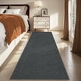 thumbnail image 1 of Garvee 2'x6' Modern Solid Color Runner Rug Minimalist Woven Textured Carpet, Washable Rug Non Slip Low Pile Indoor Mats for Hallway Bedroom Kitchen, Black Gray, 1 of 6