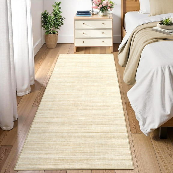 Garvee 2'x6' Modern Solid Color Runner Rug with Non Slip TPR Backing, Washable Rugs Low Pile Non Shedding Indoor Carpet for Hallway Bedroom Kitchen, Camel