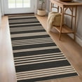 thumbnail image 1 of Garvee 2'x6' Modern Striped Runner Rugs Easy Jute Rug with Non-Slip Backing, Washable Rug Neutral Print Indoor Outdoor Carpet for Bedroom Hallway Patio, Black White, 1 of 7