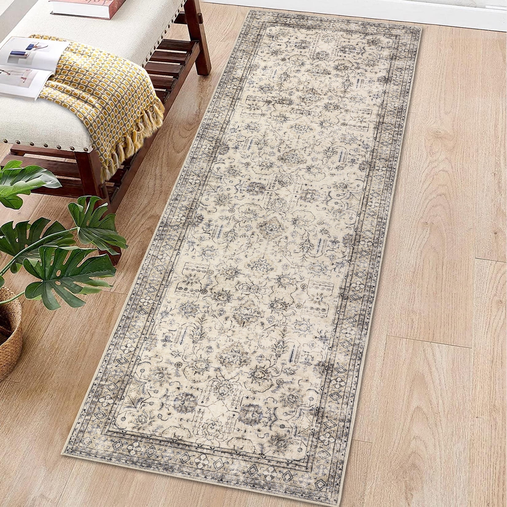 Garvee 2'x6' Runner Rug Floral Distressed Long Runners Vintage Oriental ...