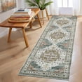 thumbnail image 1 of Garvee 2'x6' Runner Rug Vintage Medallion Rug Floral Print Rug Non Slip Indoor Bedroom Runners Rug for Kitchen Hallway, Camel Green, 1 of 8