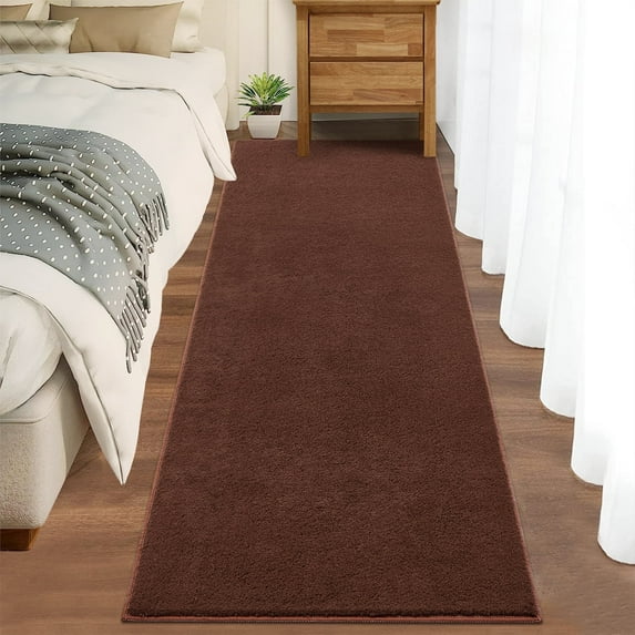Garvee 2'x6' Runner Rugs Ultra Soft Area Rug, Washable Fluffy Area Rug Non Slip Rug for Hallway Kitchen Entryway, Brown
