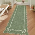 thumbnail image 1 of Garvee 2'x6' Scalloped Runner Rug Modern Solid Rug, Washable Rug Soft Low Pile Carpet with Non Slip Backing for Bedroom Hallway Decor, Green, 1 of 6