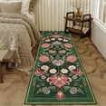 thumbnail image 1 of Garvee 2'x6' Vintage Floral Runner Rugs Washable Rugs, Non-Slip Print Rug Low Pile Stain Resistant Indoor Carpet for Hallway Bedroom Kitchen, Green, 1 of 7