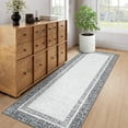 thumbnail image 1 of Garvee 2'x6' Washable Kitchen Runner Rug Modern Bordered Rug Non-Slip Bedroom Runners Rug for Hallway Laundry Room, Gray, 1 of 8