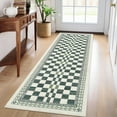 thumbnail image 1 of Garvee 2'x6' Checkered Runner Rug Farmhouse Washable Accent Rug, Non-Slip Kitchen Runner Rugs Stain-Resistant Soft Geometric Indoor Carpet for Bedroom Hallway, Green, 1 of 8