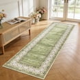 thumbnail image 1 of Garvee 2'x6' Washable Runner Rug Modern Bordered Rug Floral Rug Non Slip Bedroom Runner for Laundry Room Kitchen, Green, 1 of 8