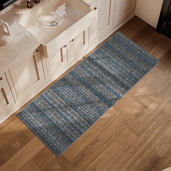 Garvee 2'x6' Washable Runner Rug Modern Braided Print Rug Non-Slip Bedroom Runners Rug for Dorm Laundry Room, Blue/Multi
