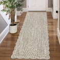 thumbnail image 1 of Garvee 2'x8' Scalloped Rug Farmhouse Braided Print Carpet, Washable Rug Soft Non Slip Low Pile Rug Indoor Neutral Carpet for Living Room Bedroom Hallway, Beige Gray, 1 of 7