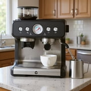 Garvee 20 Bar Espresso Machines, Professional Coffee Machine with Grinder and Milk Frother Steam Wand for Home/Office, 1400W, Black Silver