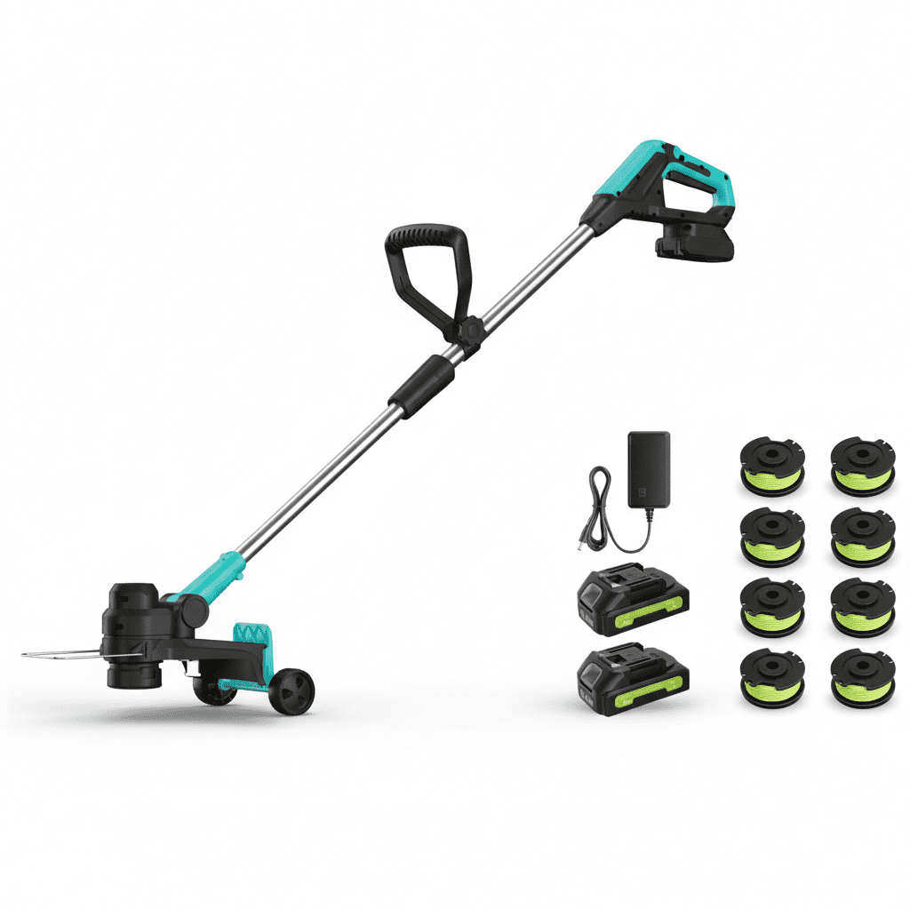 Garvee 20V Cordless String Trimmer 12" Cutting Swath 2-in-1 Electric Weed Wacker & Lawn Edger with 2 Batteries Fast Charger & Auto-Feed