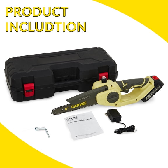 Garvee 20V MAX Brushless Mini Chainsaw, 8-Inch Cordless Electric Pruning Saw, Battery Powered for Tree Trimming, Limb Cutting, and Home Garden Use(1 battery and 1 charger)