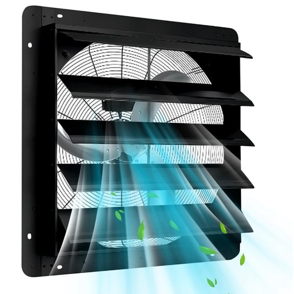 Garvee 24" Automatic Shutter Exhaust Fan, 3500 CFM Wall Mount Ventilation Fan with Quiet 1500 RPM Motor for Attic, Garage & Shop