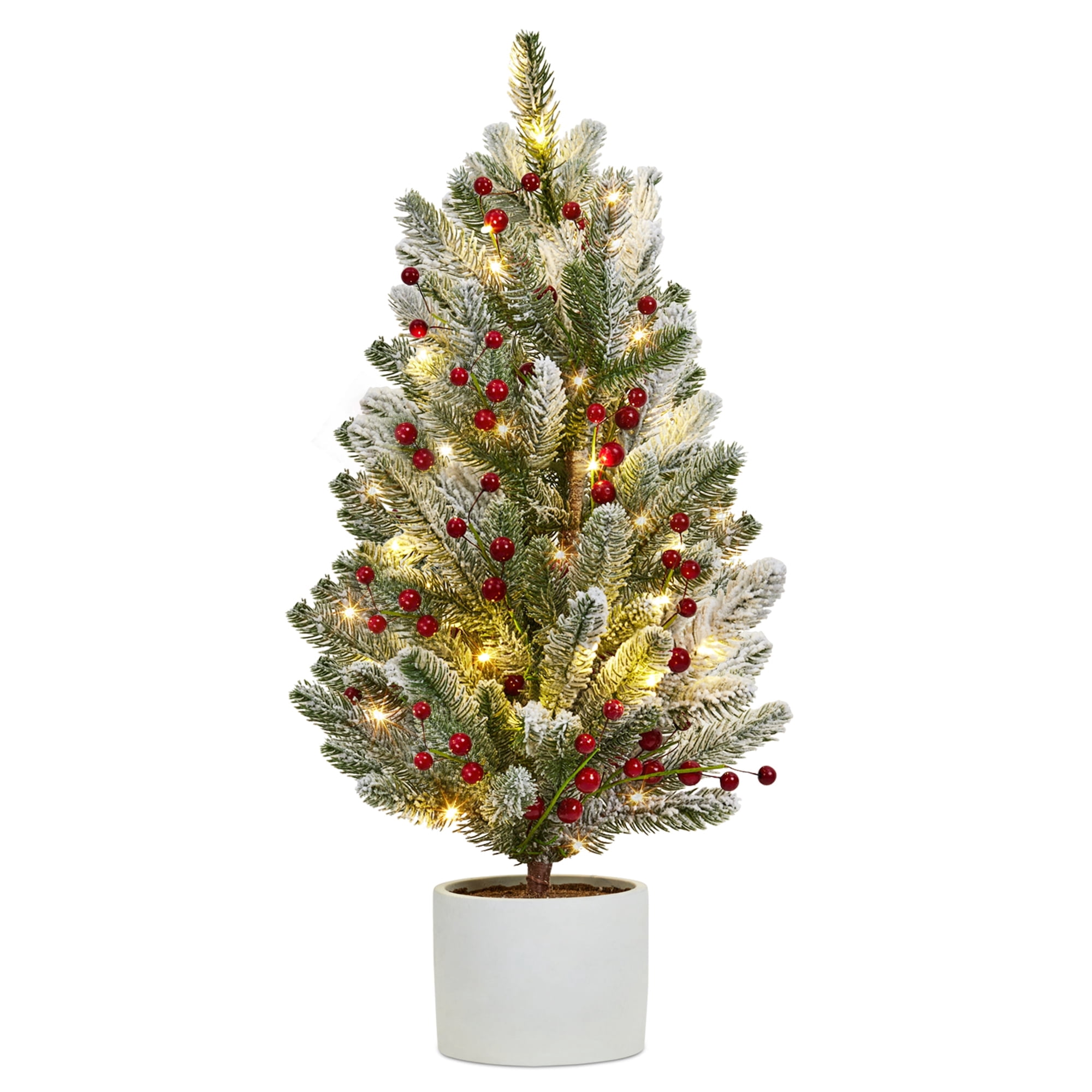 Garvee 24 Inch Mini Christmas Tree with Lights, Pre-Lit Artificial ...