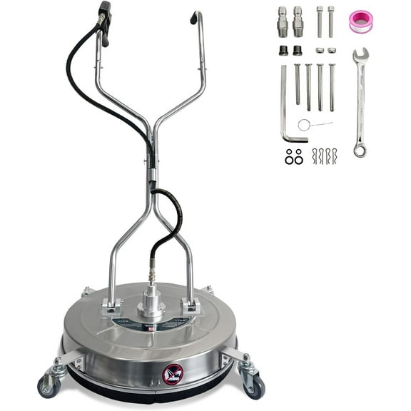Garvee 24" Pressure Washer Surface Cleaner with Dual Handles – Stainless Steel, 4-Wheel Design for Driveways, Sidewalks, Curbs, Decks, & Patios – 4900 PSI, High-Efficiency Cleaning Accessory