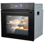 EuKer 24 Single Wall Oven with 108 Smart Menu 8 Baking Modes,3000W 2.5 CF Convection Oven with Steam & Air Fry Function,Stainless Steel,Touch Control Colorful LED Screen