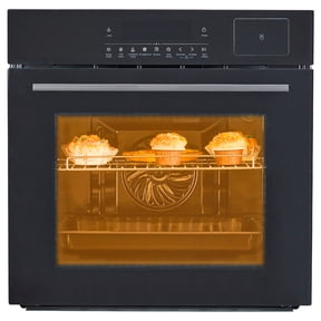 EuKer 24" Single Wall Oven with 108 Smart Menu 8 Baking Modes,3000W 2.5 CF Convection Oven with Steam & Air Fry Function,Stainless Steel,Touch Control