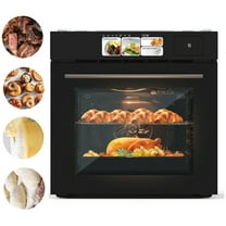 Garvee 24" Single Wall Oven with TFT Touch Display, 2.5 Cu.ft Convection Wall Oven, 8 Cooking Modes, 108 Smart Recipes, 3000W, 240V, Silver & Black
