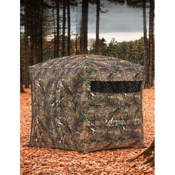 Garvee 270° See Through Pop Up Hunting Blind for 3-4 Person with Carry Bag, 70"x70"x80", Multicolor