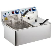 Garvee 2800W Commercial Electric Deep Fryers, 20 L, 2-Baskets, Silver