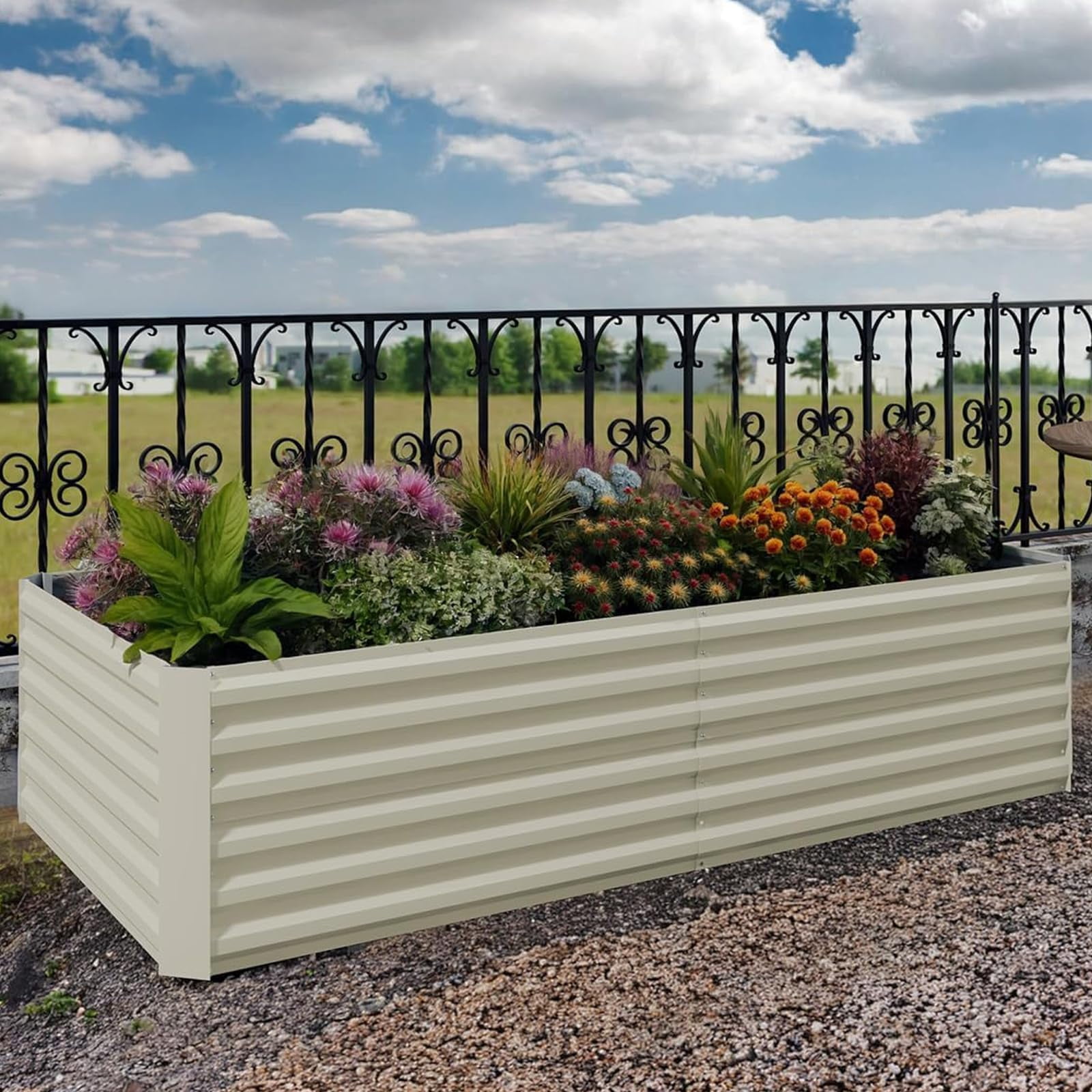 Garvee 2PCS Metal Raised Garden Bed Planterr Box, 6x3x2ft - Durablee Outdoor Flowerr & Vegetable Growing Kit - Easy Assembly - Beige