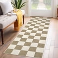 thumbnail image 1 of Garvee 2x6 Modern Checkered Runner Rug Washable Rugs, Soft Non Slip Non Shedding Carpet Indoor Printed Accent Rug for Hallway Kitchen Laundry Bedroom，Beige and Camel, 1 of 8