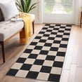 thumbnail image 1 of Garvee 2x6 Modern Checkered Runner Rug Washable Rugs, Soft Non Slip Non Shedding Carpet Indoor Printed Accent Rug for Hallway Kitchen Laundry Bedroom，Black and Camel, 1 of 8