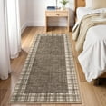 thumbnail image 1 of Garvee 2x6 Modern Plaid Runner Rug Bordered Washable Rugs, Non-Slip Soft Floor Carpet Low Pile Indoor Foldable Accent Rug for Entryway Bedroom Hallway Kitchen, Brown, 1 of 9