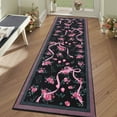 thumbnail image 1 of Garvee 2x6 Runner Rug Modern Floral Print Rugs for Hallway, Machine Washable Rug Soft Non Slip Indoor Rug Carpet, Low Pile Ultra Thin Farmhouse Rugs for Entryway Laundry Room Bedroom, Black, 1 of 6