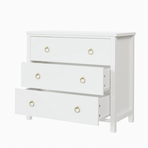 Garvee 3 Drawer Dresser, Wooden Dressers Chest with Clothes Storage Cabinet, Drawer Organizer,White