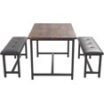 thumbnail image 1 of Garvee 3 Piece Dining Table Set for 4, Modern Industrial Wooden Kitchen Table with 2 Upholstered Benches, Space Saving Metal Frame Dining Set for Living Room, Dining Room, Apartment, 1 of 7