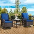 thumbnail image 1 of Garvee 3 Pieces Outdoor Swivel Rocker Chair Set, Outdoor Swivel Glider Rocker, Outdoor Rocking Chair Set with Glass Top Table with Thick Cushions for Backyard, Balcony, Deck, Navy Blue, 1 of 9