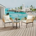 thumbnail image 1 of Garvee 3 Pieces Outdoor Patio Furniture Set with Table, All-Weather Boho Wicker Rattan Patio Sectional Sofa, Metal Frame, Detachable Cushions, for Patio, Balcony, Backyard, Deck, Poolside, Beige, 1 of 8