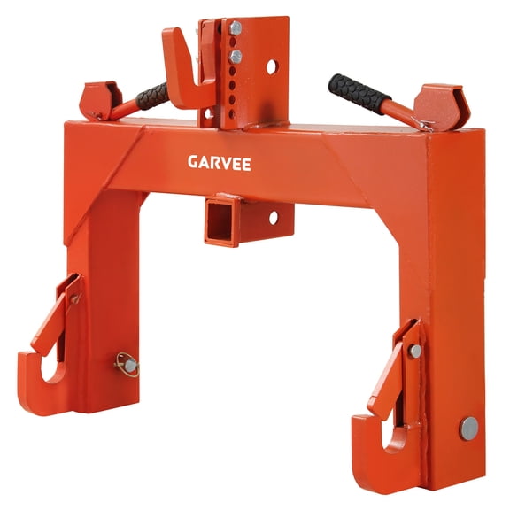 Garvee 3 Point Quick Hitch Category 1, 3000 LBS Lifting Capacity Tractor Quick Hitch Adaptor, Fits Cat 1 & Cat 2 Tractors, 27.5" Between Lower Arms with 5-Level Top Hook Adjustment, Orange