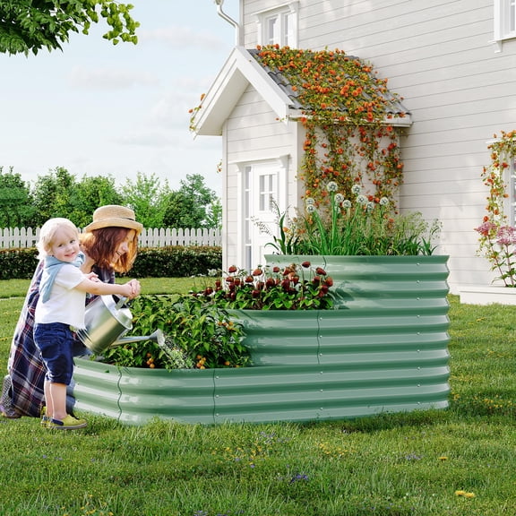 Garvee 3-Tier Galvanized Raised Garden Bed 42x61 Inch Oval Planter for Vegetables Herbs Flowers