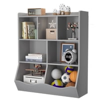 Garvee 3-Tier Storage Cabinet, Kids Bookcase with Cubby, 36" x 15.4" x 42.5",Grey