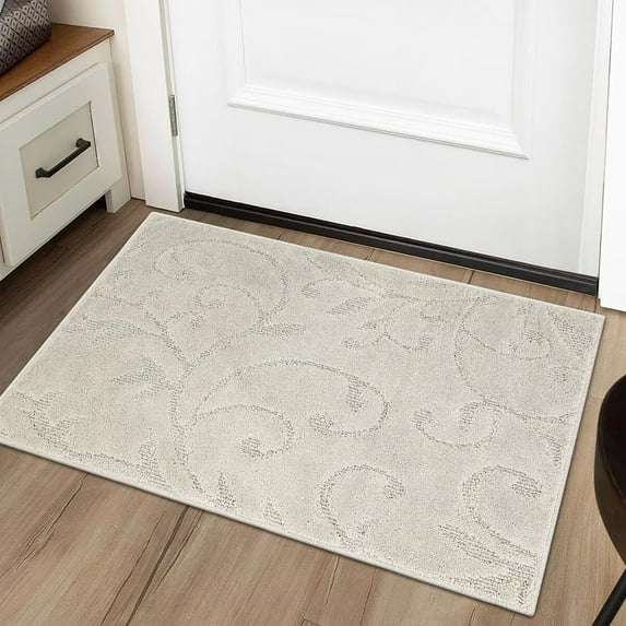 Garvee 3' x 5' Area Rug Non-Shedding High-Low Pile Fluffy Rug Boho Tribal Area Rug Moroccan Accent Carpet for Bedroom, Beige