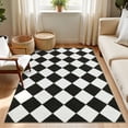thumbnail image 1 of Garvee 3'x5' Modern Checkered Area Rug Washable Rug, Soft Low Pile Non Slip Diamond Carpet Plaid Print Rug for Living Room Bedroom Dining Room, Black, 1 of 6