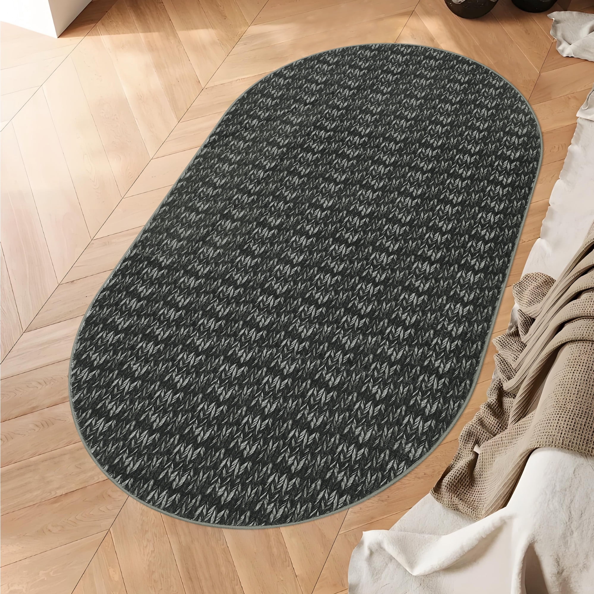 Garvee 3'x5' Oval Area Rug Modern Braided Print Rug Machine Washable ...