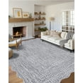 thumbnail image 1 of Garvee 3'x5' Scalloped Rug Farmhouse Braided Print Carpet, Washable Rug Soft Non Slip Low Pile Rug Indoor Neutral Carpet for Living Room Bedroom Dining Room, Gray, 1 of 8