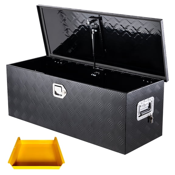 Garvee 30" Heavy Duty Aluminum Truck Tool Box with Lock & Keys, Silver Weather-Resistant Storage Box with Gas Struts
