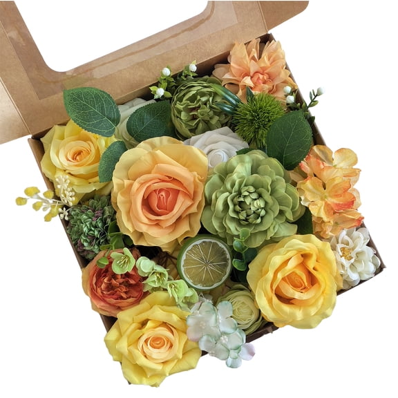 Garvee 30 Pcs Artificial Silk Flowers for Decoration, Colorful Faux Flower Bouquet, Realistic Floral Arrangement for Home Table Centerpieces, Wedding Party Decor & Mother's Day Gifts for Mom, Yellow