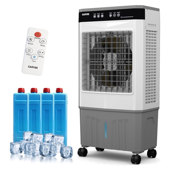 Garvee 3000 CFM Evaporative Air Cooler with Remote, 5.3 Gal Portable Swamp Cooler W/3 Speeds and Timer for Home, Office