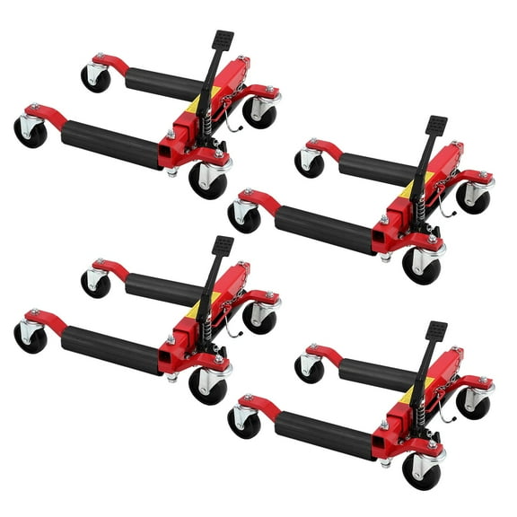 Garvee 3000LBS Wheel Dolly Jack, Hydraulic Car Tire Dolly with Foot Pedal & 360° Rollers, Heavy Duty 1500LB Capacity Per Dolly for Auto Repair, Trucks, RV, Garage Moving - 12" Tire Width Compatible