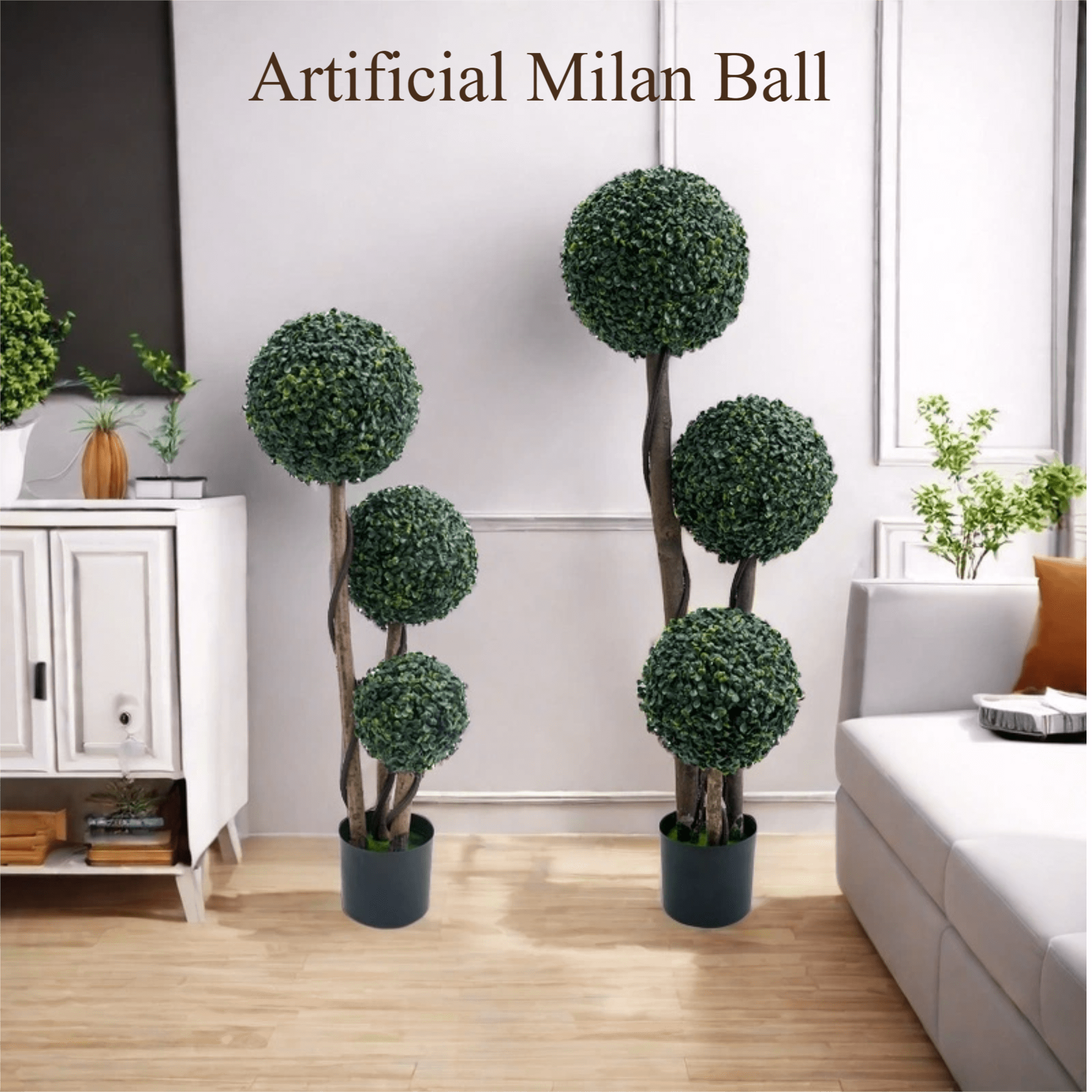 Garvee 35 Inch Artificial Topiary Tree, Ball Fake Boxwood Plants ...