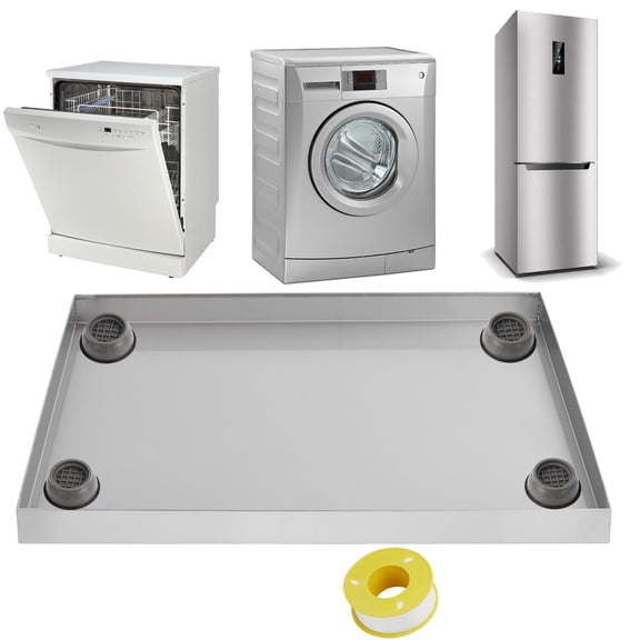 Garvee 36x36" Stainless Steel Washing Machine Drain Pan No Hole, Heavy Duty Large Washer Drip Tray with Anti-Slip Pads, Leak Protection for Laundry Room Floor