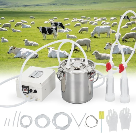 Garvee 3L Goat Milking Machine, Electric Automatic Pulsation Vacuum Milker with 304 Stainless Steel Bucket, Portable Rechargeable Milker for Cows, Goats, and Sheep