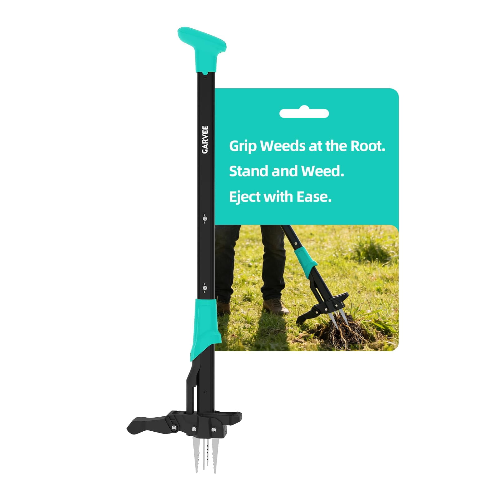 Garvee 4-Claw Stand Up Weed Puller - Gardening Hand Weeding Tool 40 in Handle (4-Claw), Blue