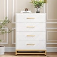 thumbnail image 1 of Garvee 4 Drawer Dresser for Bedroom, Tall Bedroom Dresser with Large Drawer & Golden Handles, Wooden Modern Storage Cabinet Chest of Drawer for Bedroom,Closet,Hallway-White, 1 of 8