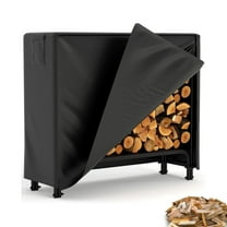 Garvee 4 FT Firewood Rack with Waterproof Cover, Heavy Duty Logs Rack for Outdoor/Indoor, Black